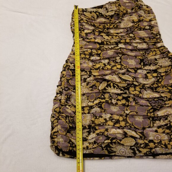 NWT Zara One Shoulder Dress Gold Pleated Floral Mini Ruched Bodycon Formal Dress - Picture 14 of 16